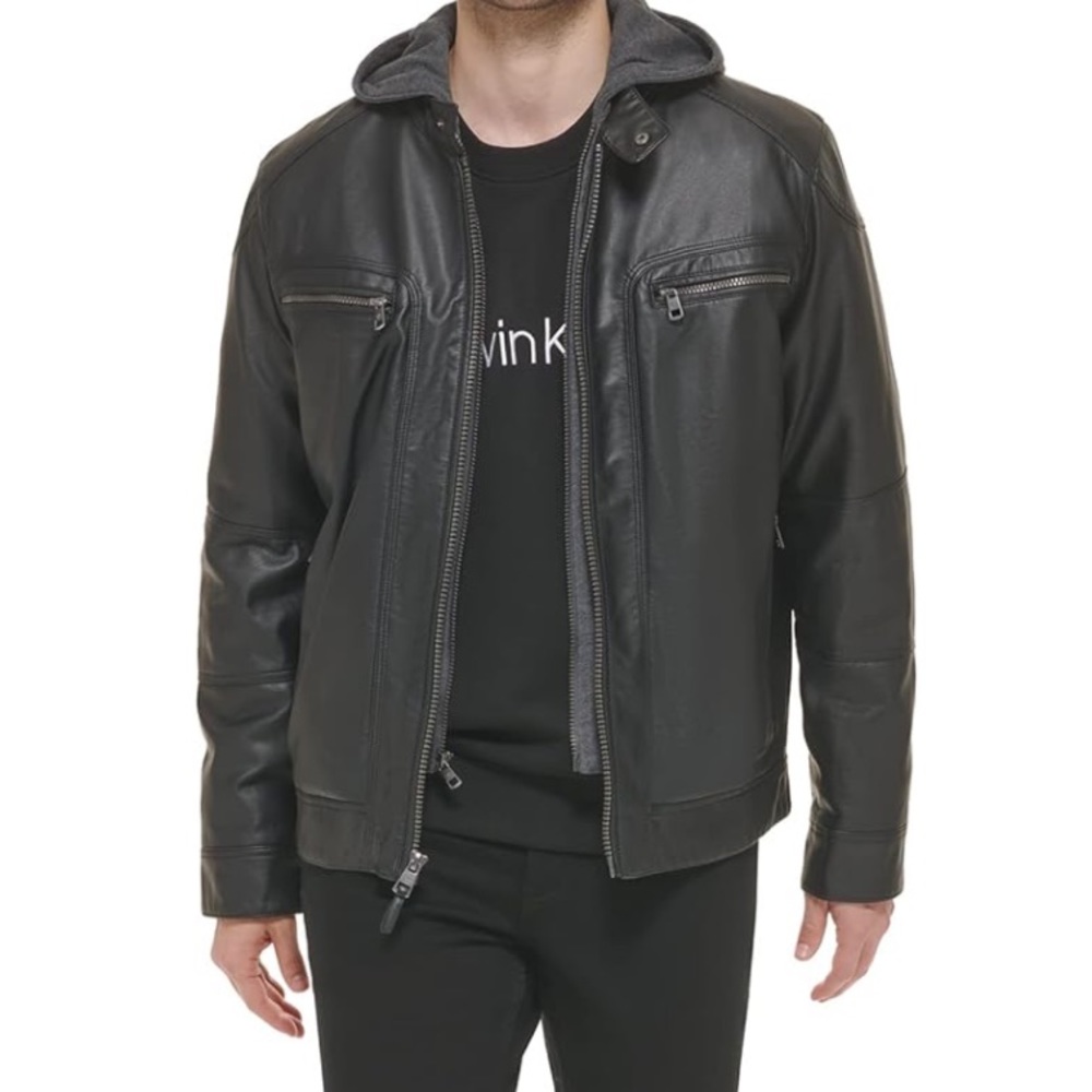 Calvin Klein faux leather Moto jacket